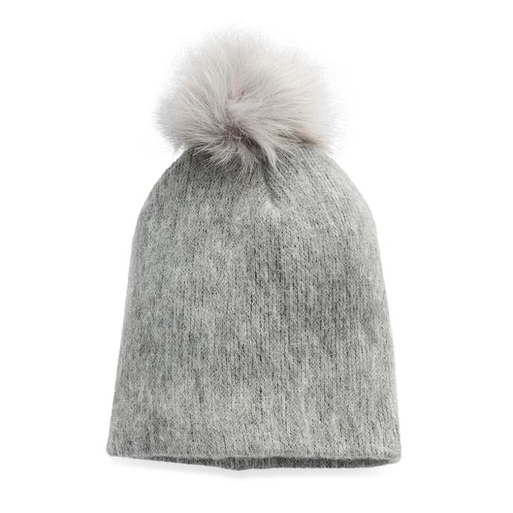 Women's Apt. 9&reg; Solid Brushed Knit Pom Pom Beanie, Grey Other