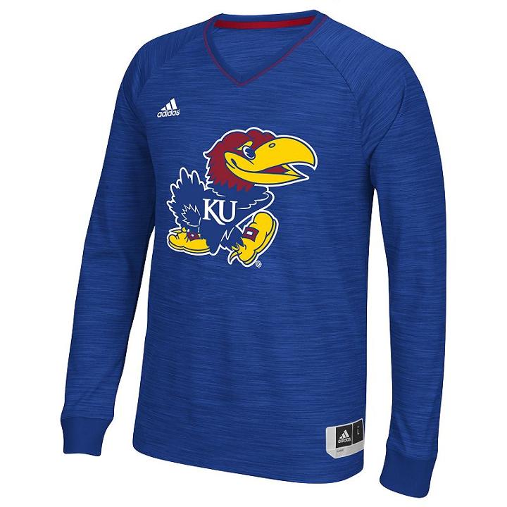 Men's Adidas Kansas Jayhawks On Court Shooter Tee, Size: Xxl, Blue