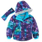 Girls 4-6x Zeroxposur Heavyweight River Galaxy Snowboard Jacket & Headband Set, Size: 4-5, Turquoise/blue (turq/aqua)