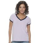 Juniors' So&reg; Sporty V-neck Tee, Girl's, Size: Medium, Brt Purple