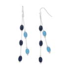 Blue Bead Linear Drop Nickel Free Earrings, Women's