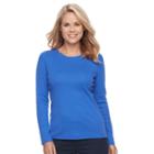 Petite Croft & Barrow&reg; Crewneck Tee, Women's, Size: L Petite, Blue (navy)