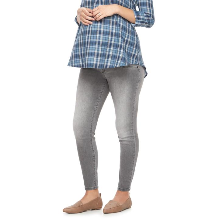 Maternity A:glow Full Belly Panel Crop Jeggings, Women's, Size: 12-mat, Blue Other