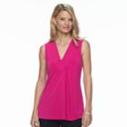 Petite Dana Buchman Pleated V-neck Tank, Women's, Size: Xl Petite, Med Pink