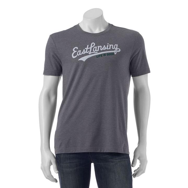 Men's Life Is Good East Lansing Tee, Size: Xl, Med Grey