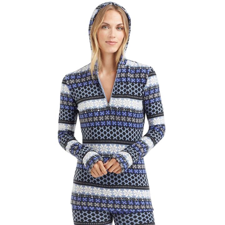 Women's Cuddl Duds Half-zip Hooded Fleece, Size: Small, Light Blue