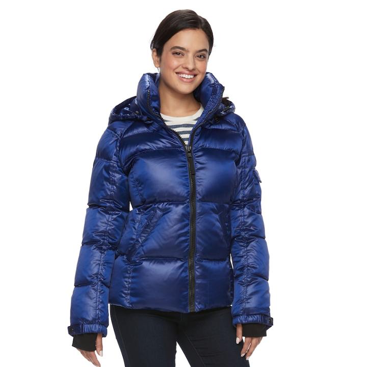 Women's S13 Kylie Hooded Down Puffer Jacket, Size: Small, Dark Blue