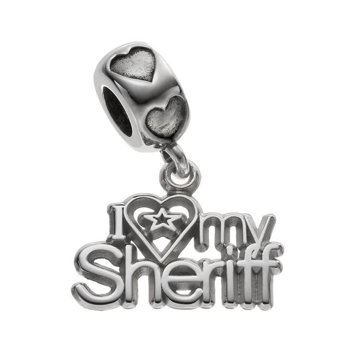 Logoart Sterling Silver I Love My Sheriff Charm, Women's, Grey
