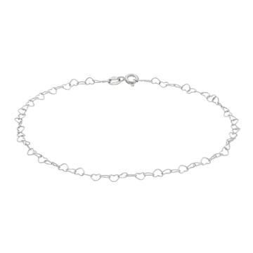 Sterling Summer Heart Link Anklet, Women's, Size: 9, Silver