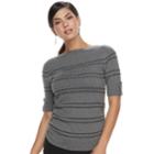 Women's Apt. 9&reg; Textured Ruched Boatneck Sweater, Size: Large, Med Grey