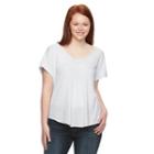 Juniors' Plus Size Mudd&reg; Pleated-yoke Tee, Girl's, Size: 2xl, White