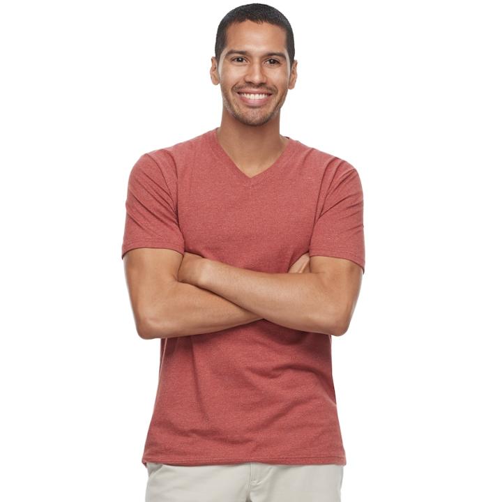 Men's Sonoma Goods For Life&trade; Flexwear V-neck Tee, Size: Small, Drk Orange