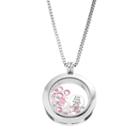 Blue La Rue Crystal Stainless Steel 1-in. Round Love Charm Locket - Made With Swarovski Crystals, Women's, Pink