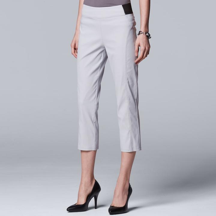 Petite Simply Vera Vera Wang Seamed Twill Capri, Women's, Size: Xs Petite, Light Grey