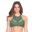 Mix & Match Crochet High-neck Bikini Top, Teens, Size: Xs, Dark Green