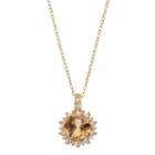 14k Gold Over Silver Citrine & Cubic Zirconia Sunburst Pendant Necklace, Women's, Size: 18, Orange