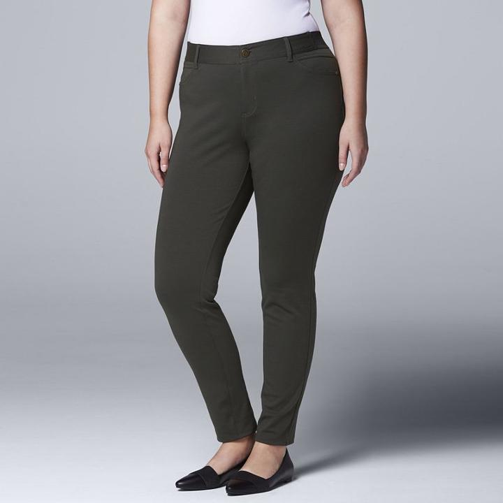 Plus Size Simply Vera Vera Wang Skinny Ponte Pants, Women's, Size: 3xl, Dark Green