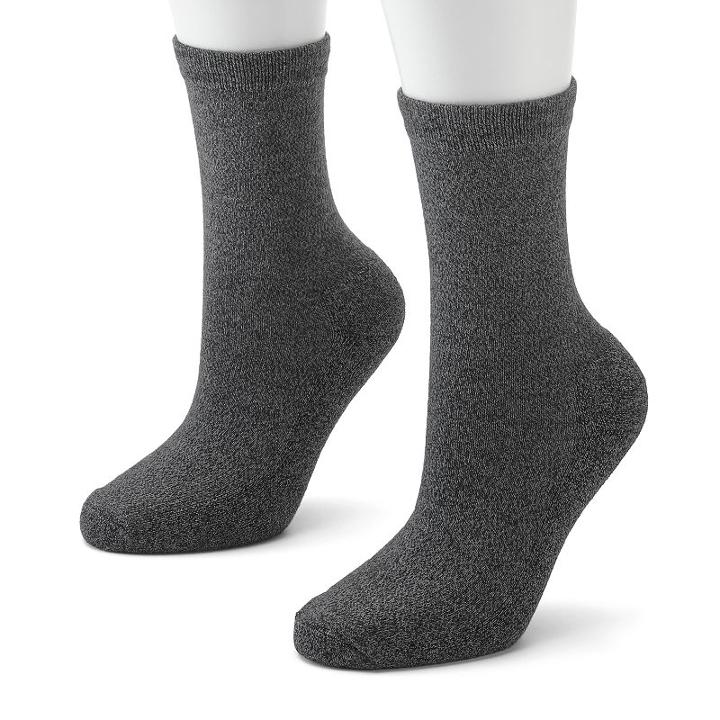 Sonoma Goods For Life&trade; 2-pk. Cushion Sole Crew Socks, Women's, Size: 9-11, Dark Grey