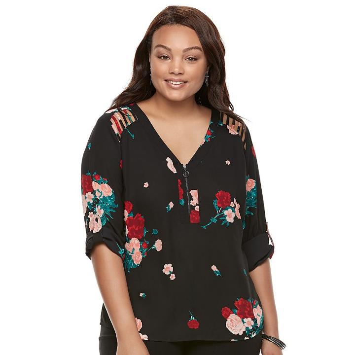 Juniors' Plus Size Candie's&reg; Strappy Shoulder Top, Teens, Size: 2xl, Black