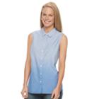 Women's Croft & Barrow&reg; Striped Dip-dyed Shirt, Size: Large, Blue