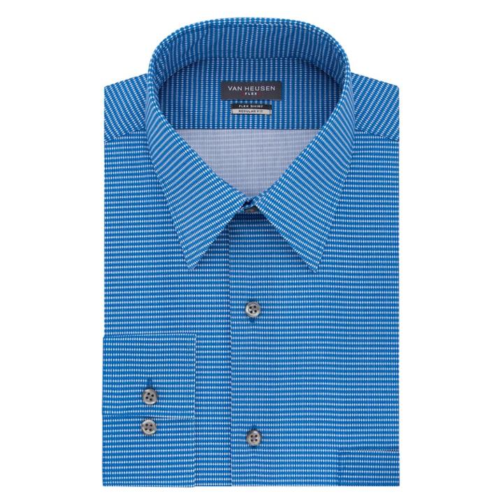 Men's Van Heusen Flex Collar Regular-fit Stretch Dress Shirt, Size: 15.5-32/33, Med Blue