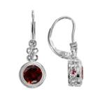 Sterling Silver Garnet And Lab-created White Sapphire Drop Earrings, Women's, Red