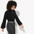 K/lab Cropped Balloon Sleeve Sweater, Teens, Size: Xs, Black