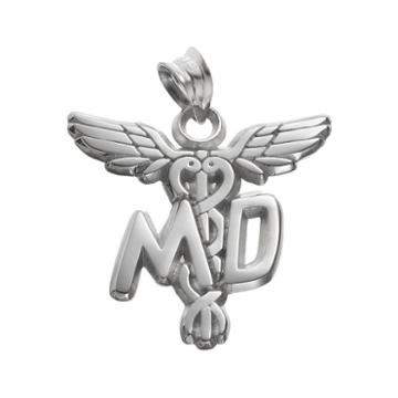 Logoart Sterling Silver Md Caduceus Doctor Pendant, Women's, Grey