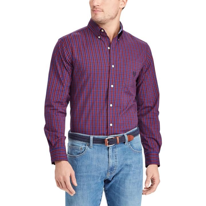Men's Chaps Classic-fit Patterned Easy-care Stretch Button-down Shirt, Size: Xxl, Red