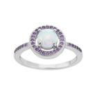 Sterling Silver Lab-created Opal & Cubic Zirconia Halo Ring, Women's, Size: 8, Purple