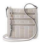 Apt. 9&reg; Robin Perforated Triple Zip Crossbody Bag, Women's, White Oth