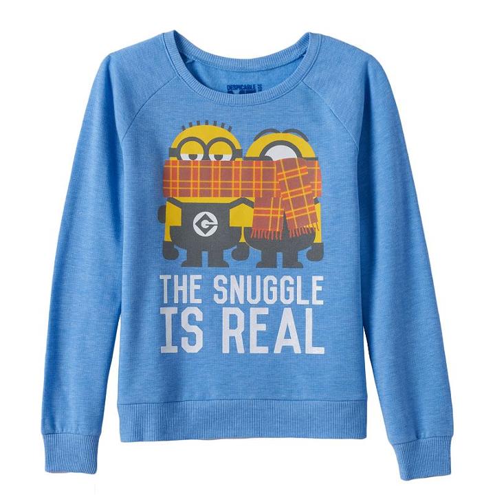 Girls 7-16 Minions The Snuggle Is Real Supersoft Fleece-lined Top, Girl's, Size: Small, Med Blue