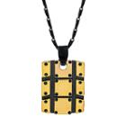 Brooklyn Exchange Stainless Steel Two Tone Textured Dog Tag Necklace - Men, Size: 24, Yellow