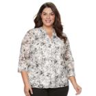 Plus Size Napa Valley Print Lace Top With Tank, Women's, Size: 2xl, Black