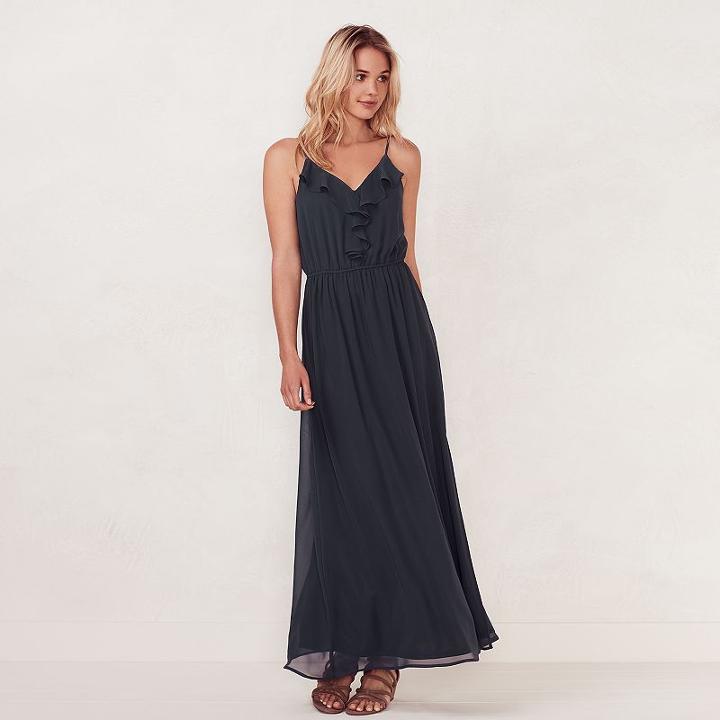 Women's Lc Lauren Conrad Ruffle Maxi Dress, Size: Xs, Blue