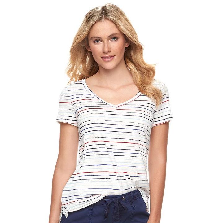 Women's Sonoma Goods For Life&trade; Print Surplice Tee, Size: Xl, Med Red
