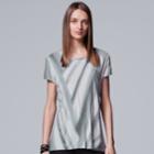 Women's Simply Vera Vera Wang Essential Textured Tee, Size: Xs, Med Grey