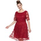 Juniors' Plus Size Wrapper Lace A-line Dress, Teens, Size: 3xl, Dark Red