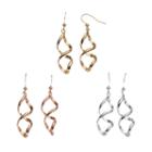 Apt. 9&reg; Tri Tone Twist Drop Earring Set, Women's, Multicolor