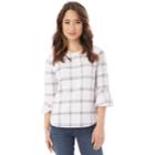 Juniors' Iz Byer Boatneck Bell Sleeve Top, Teens, Size: Xs, White Grid