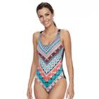 Women's Trimshaper Hippie Chic One-piece Swimsuit, Size: 6, Multi Stripe