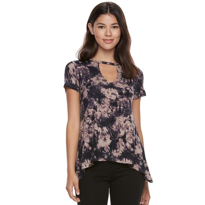 Juniors' Mudd&reg; Choker Neck Tee, Teens, Size: Large, Blue (navy)