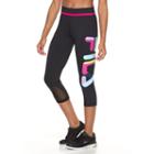 Women's Fila Sport Mesh Reflective Yoga Capris, Size: Medium, Black