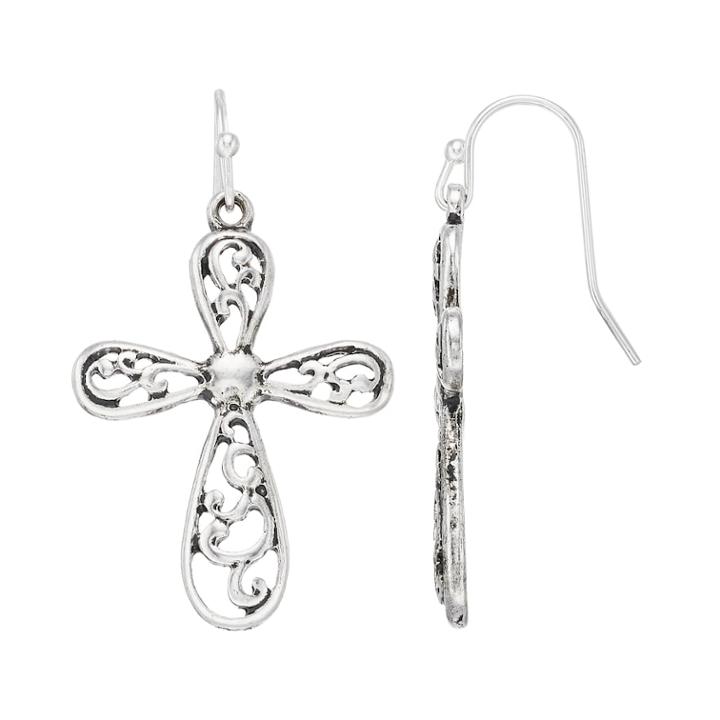 Believe In Scroll Cross Drop Earrings, Women's, Multicolor