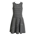 Girls 7-16 Emily West Sleeveless Striped Skater Dress With Necklace, Size: 10, White