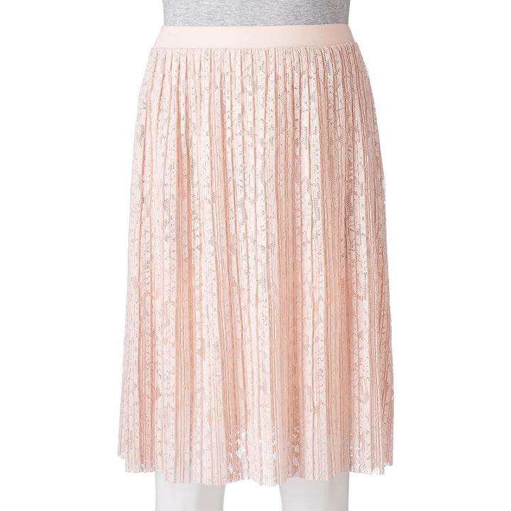 Juniors' Joe B Pleated Lace Skirt, Girl's, Size: Medium, Brt Pink