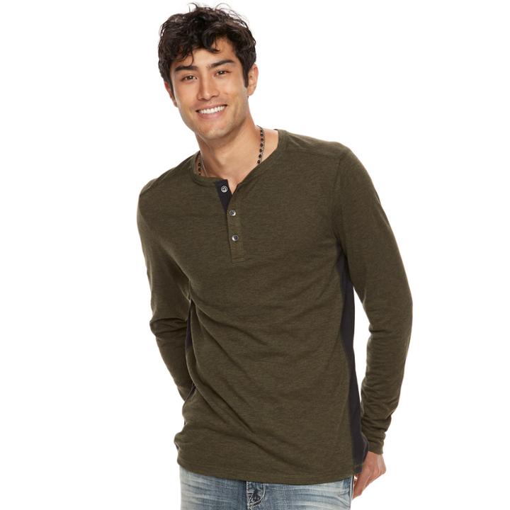 Big & Tall Rock & Republic Pieced Henley Top, Men's, Size: Xxl Tall, Dark Green