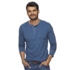 Men's Sonoma Goods For Life&trade; Classic-fit Garment-dyed Slubbed Henley, Size: Small, Blue (navy)