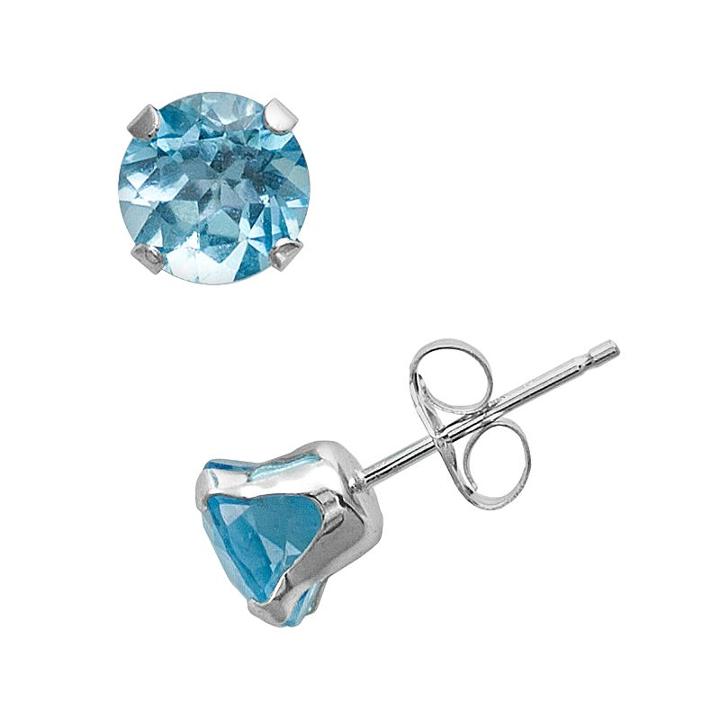 10k White Gold Blue Topaz Stud Earrings, Women's