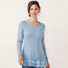 Women's Lc Lauren Conrad Tiered Mock-layer Sweater, Size: Small, Light Blue